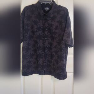 Nat Nast Luxury Originals XL Brown Black SILK Blend Shrtslv Palm Print Men Shirt